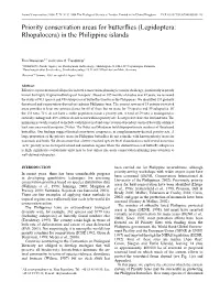 Priority Conservation Areas for Butterflies (Lepidoptera
