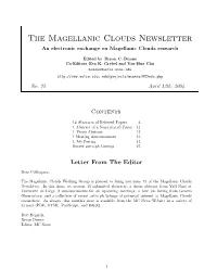 The Magellanic Clouds Newsletter an Electronic Exchange on Magellanic Clouds Research
