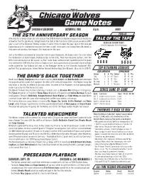 Chicago Wolves Game Notes