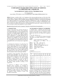 Comparison Based Identification of Sorting Algorithm for a Problem 1Satwinder Kaur, 2Harpal Singh & 3Prabhdeep Singh P.I.T