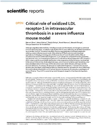 Critical Role of Oxidized LDL Receptor-1 in Intravascular