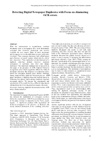 Detecting Digital Newspaper Duplicates with Focus on Eliminating OCR Errors