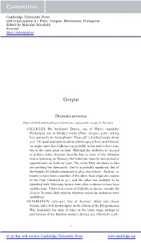 Gorgias, Menexenus, Protagoras Edited by Malcolm Schofield Excerpt More Information