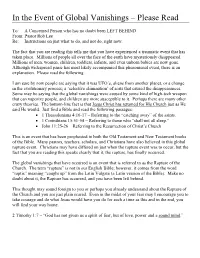 In the Event of Global Vanishings – Please Read