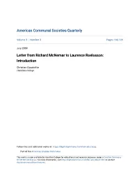 Letter from Richard Mcnemar to Laurence Roelosson: Introduction