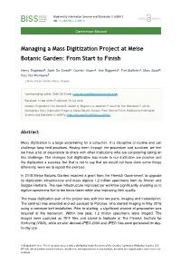Managing a Mass Digitization Project at Meise Botanic Garden: from Start to Finish