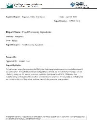 Report Name: Food Processing Ingredients