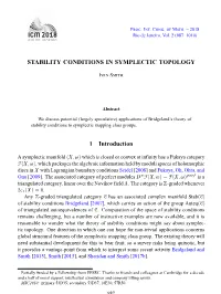 Stability Conditions in Symplectic Topology
