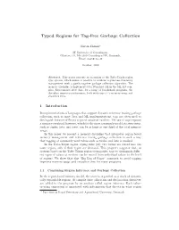 Typed Regions for Tag-Free Garbage Collection