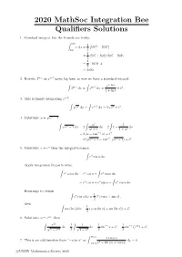 2020 Mathsoc Integration Bee Qualifiers Solutions