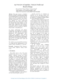 An Overview of Impellers, Velocity Profile and Reactor Design
