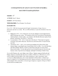 Consequences of Japan's Occupation of Korea: Document Based Question