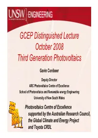 GCEP Distinguished Lecture October 2008 Third Generation Photovoltaics