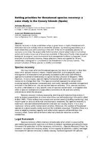 Setting Priorities for Threatened Species Recovery: a Case Study in the Canary Islands (Spain)