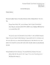 Yashwanth Kandula, Tejas Prakash, and Ashwin Sriram Junior Division Group Website Annotated Bibliography Primary Sources Buchana