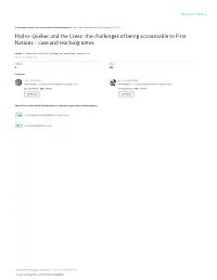 Hydro-Québec and the Crees: the Challenges of Being Accountable to First Nations - Case and Teaching Notes