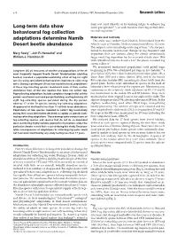 Long-Term Data Show Behavioural Fog Collection Adaptations Determine