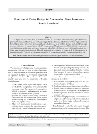 Overview of Vector Design for Mammalian Gene Expression Randal J
