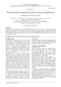 Phytochemical Investigation of Caralluma Attenuata (Wight) Roots