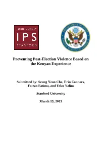 Preventing Post-Election Violence Based on the Kenyan Experience