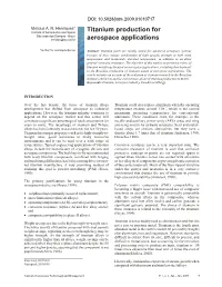 Titanium Production for Aerospace Applications