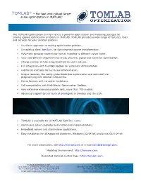 Tomlab Product Sheet