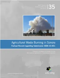 Agricultural Waste Burning in Sonora Factual Record Regarding Submission SEM-16-001