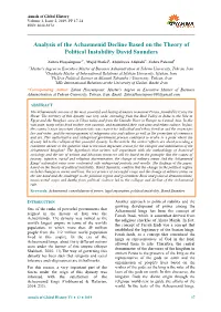 Analysis of the Achaemenid Decline Based on the Theory of Political Instability David Saunders