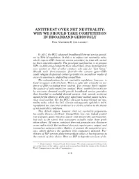 Antitrust Over Net Neutrality: Why We Should Take Competition in Broadband Seriously