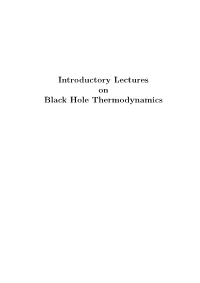 Introductory Lectures on Black Hole Thermodynamics