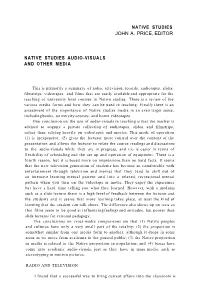Native Studies Audio-Visuals and Other Media