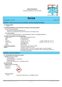 Safety Data Sheet According to Regulation (EC) No 1907/2006