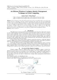 An Efficient Windows Cardspace Identity Management Technique in Cloud Computing