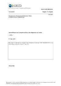 Annual Report on Competition Policy Developments in Canada