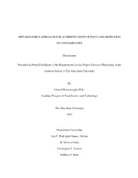 Metabolomics Approach for Authentication of Pisco and Detection