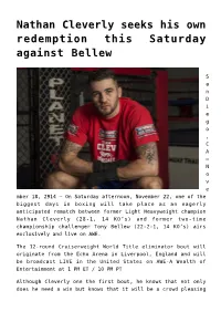 Nathan Cleverly Seeks His Own Redemption This Saturday Against Bellew