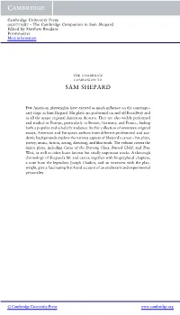 Sam Shepard Edited by Matthew Roudane Frontmatter More Information