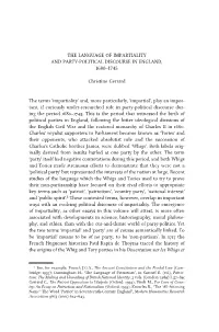 The Language of Impartiality and Party-Political Discourse in England, 1680–1745