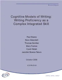 Writing Proficiency As a Complex Integrated Skill
