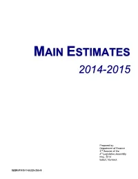 2014-2015 Main Estimates I