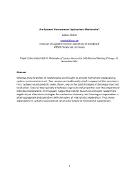 Are Systems Neuroscience Explanations Mechanistic?