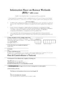 Information Sheet on Ramsar Wetlands (RIS) – 2006 Version