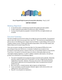 Policy Workshop Meeting Notes