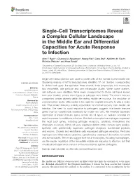 Single-Cell Transcriptomes Reveal a Complex Cellular Landscape in the Middle Ear and Differential Capacities for Acute Response to Infection