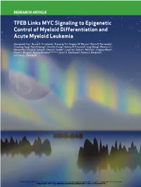 TFEB Links MYC Signaling to Epigenetic Control of Myeloid Differentiation and Acute Myeloid Leukemia