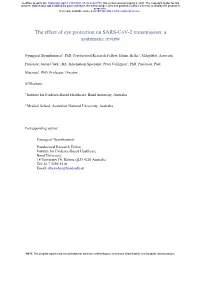 The Effect of Eye Protection on SARS-Cov-2 Transmission: a Systematic Review