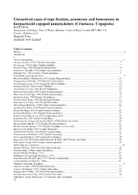 Unresolved Cases of Type Fixation, Synonymy And