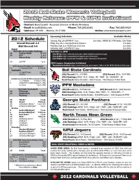 2012 Cardinals Volleyball Ball State Volleyball