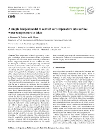 A Simple Lumped Model to Convert Air Temperature Into Surface Water