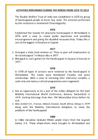 Activities Performed During the Period from 1976 to 2019